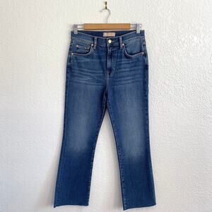7 For All Mankind Luxe‎ Vintage High Waist Slim Kick Jeans Raw Crop Hem Size 28